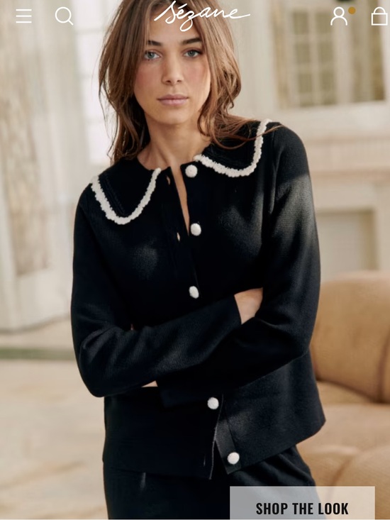 Sezane Sweaters - Sézane Black Cardigan with White Trim